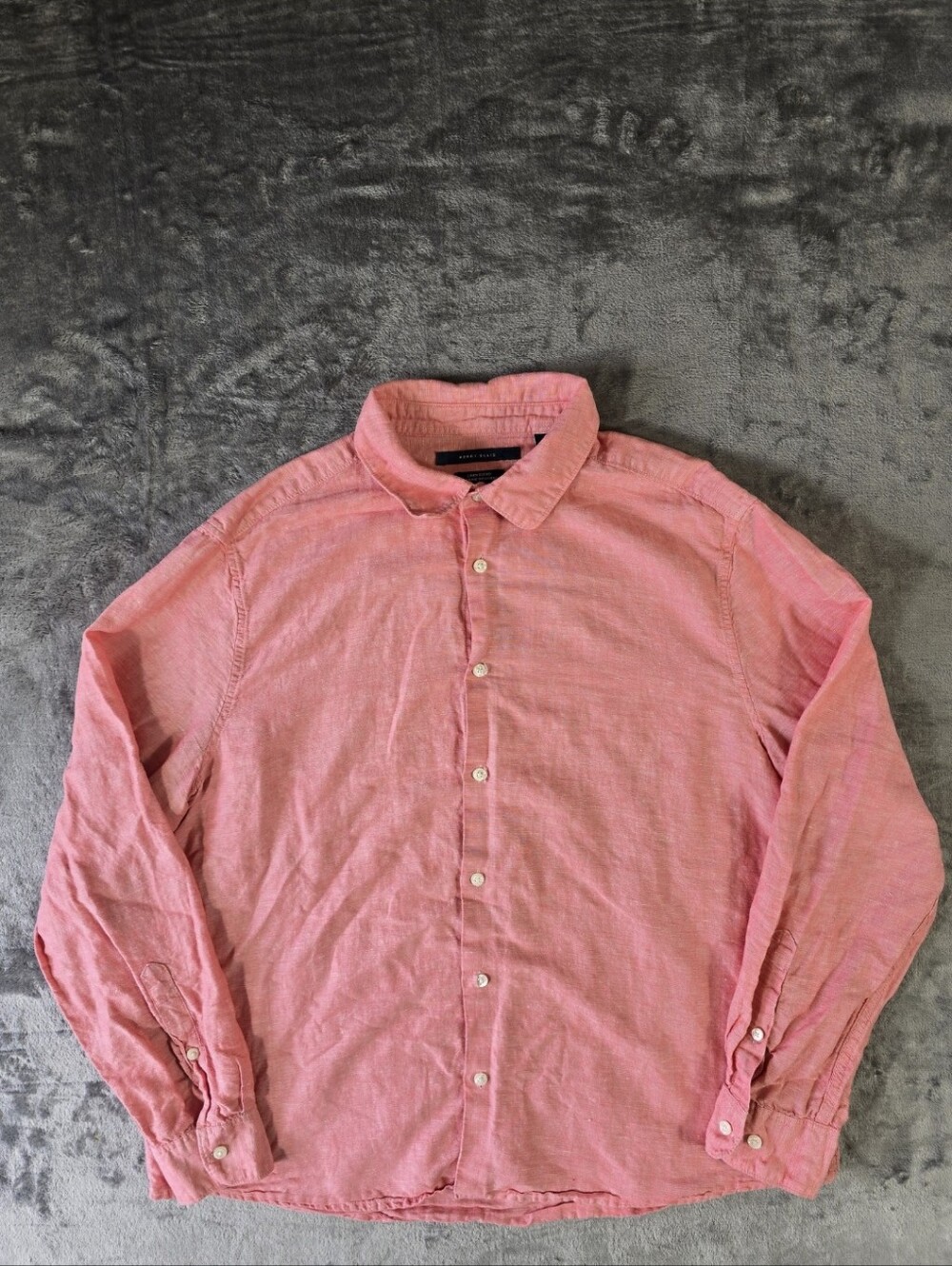 Perry Ellis Linen Blend Button Up Shirt Size XL Salmond Pink